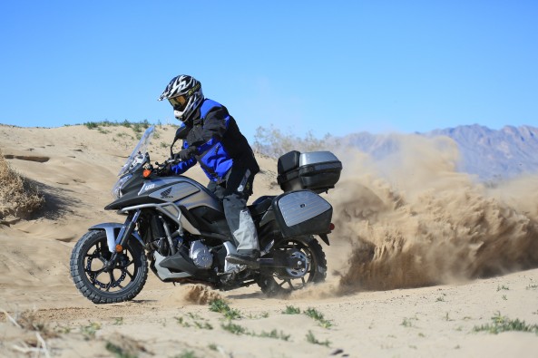 Want to be adventure bike, the riding position is always the same. Balanced and in control. Even in deep sand you do not "get over the back and gas it!"